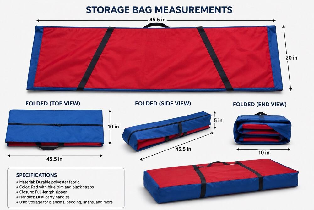 Large Heavy Duty Zippered Storage Carry Bag Red Blue 45” Long Handles